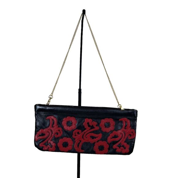 American Greetings Handbags - Great American Leatherworks Hinged Chain Strap Clutch Purse Red Boho Western